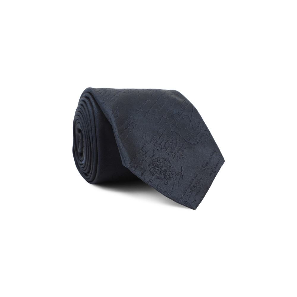 Berluti Logo Jacquard Silk Tie In Black