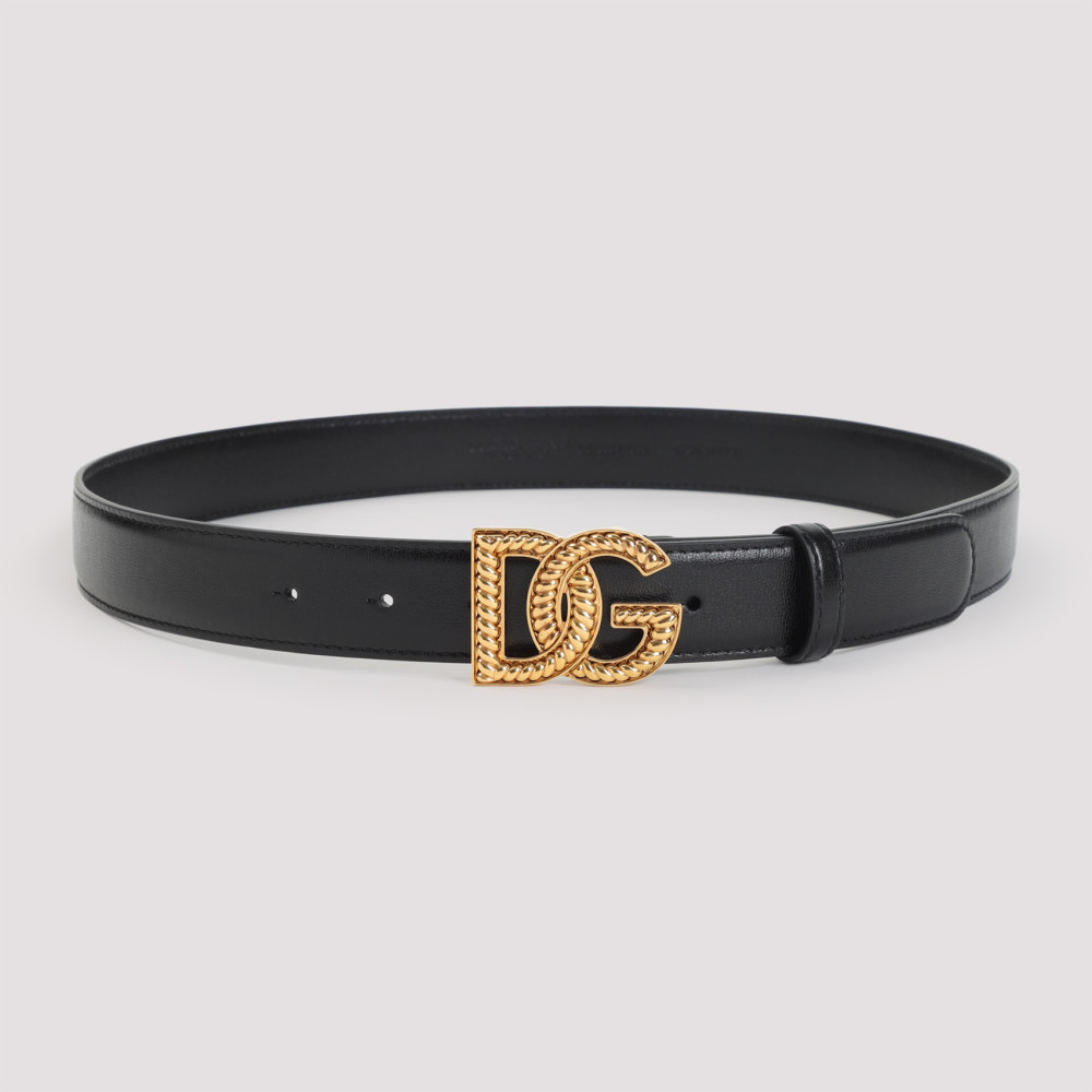 Dolce & Gabbana Adjustable Loop Stitched Belt In Black