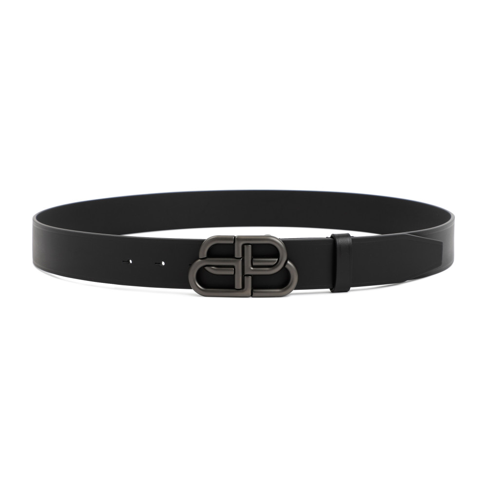 Balenciaga Adjustable Leather Belt With Single Loop In Black