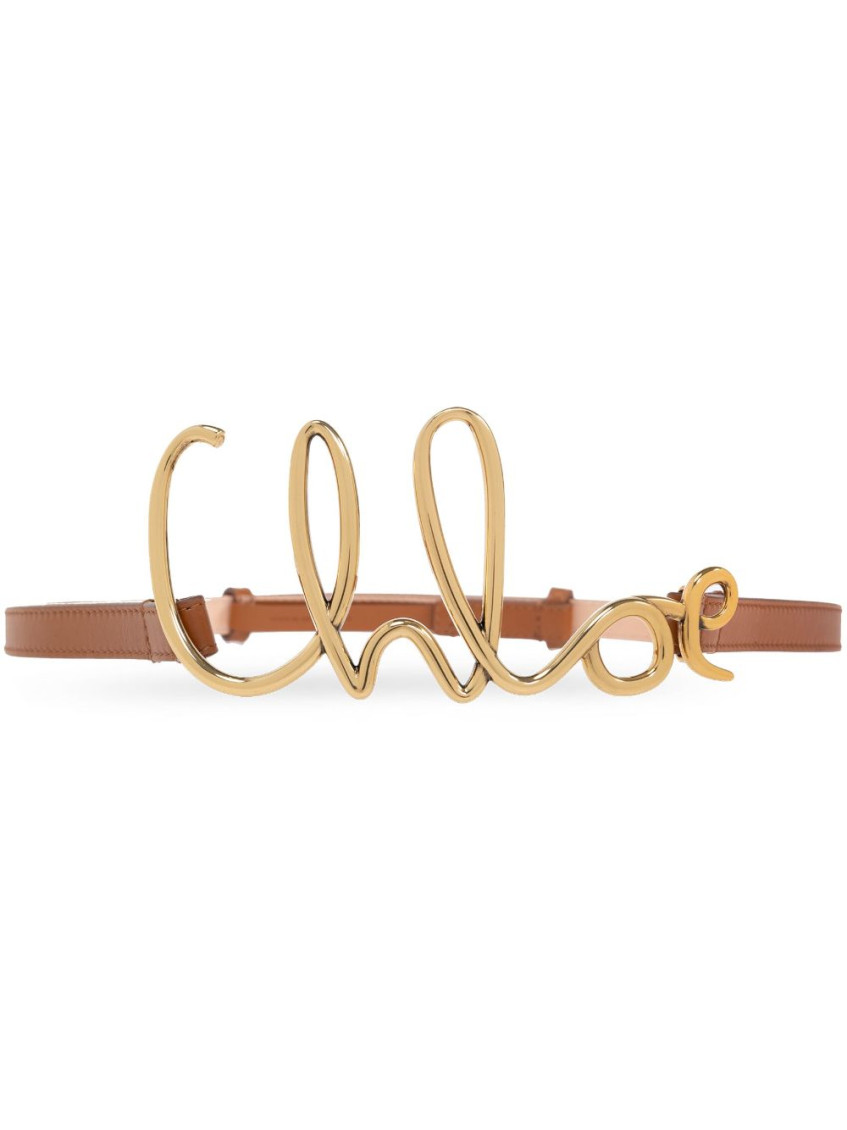 Chloé Adjustable Length Iconic Leather Belt In Gold