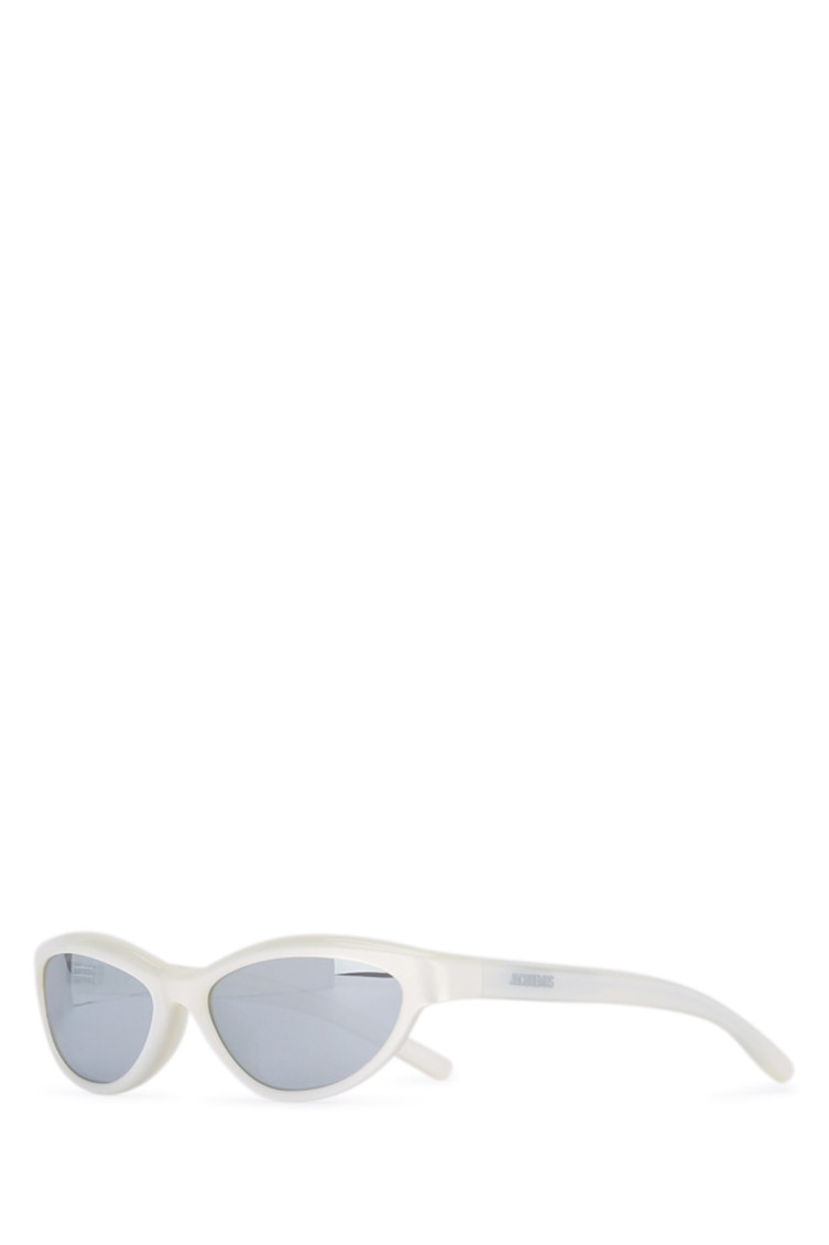 Jacquemus Curvo Cat Eye Sunglasses With Silver Lenses In White