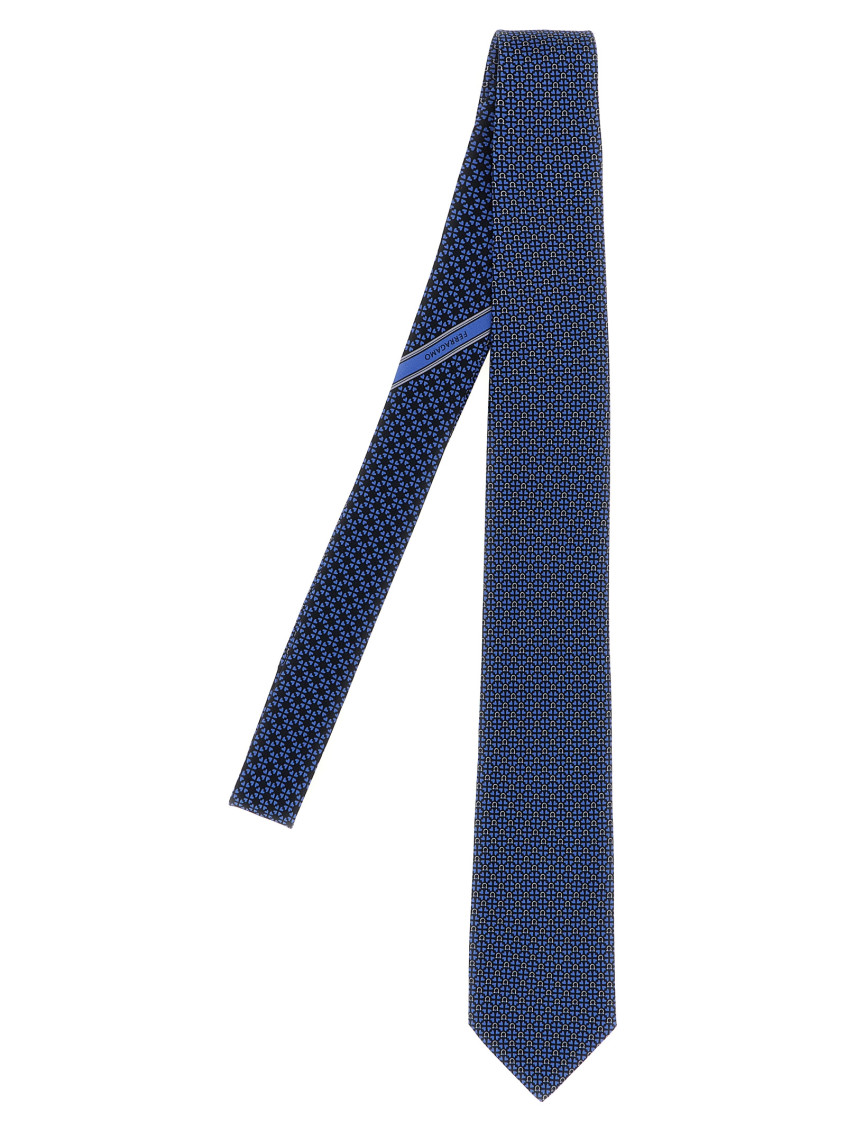 Ferragamo 'gancini + Cuori' Print Tie In Blue