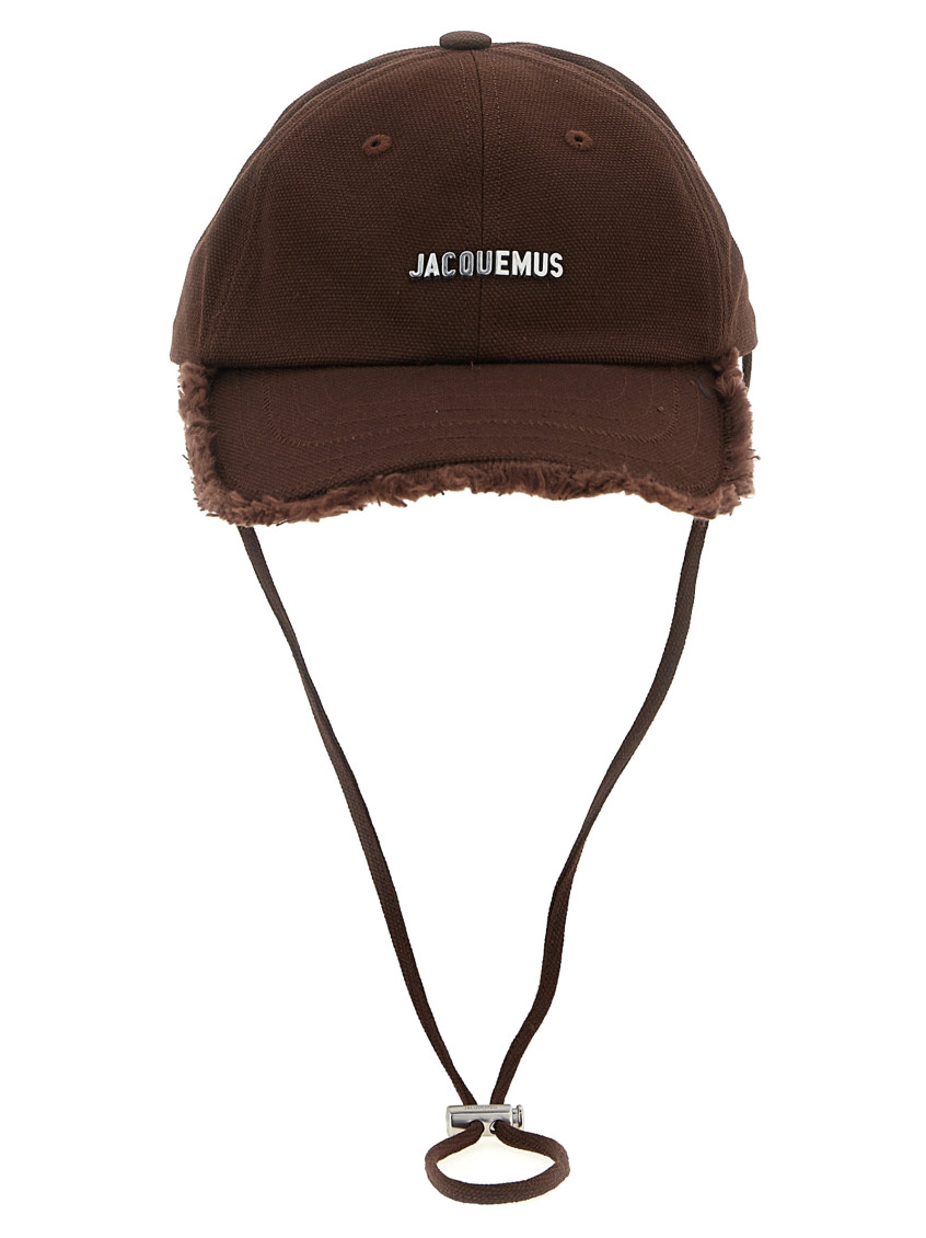 Jacquemus Artichoke Cap With Adjustable Chin Strap In Brown