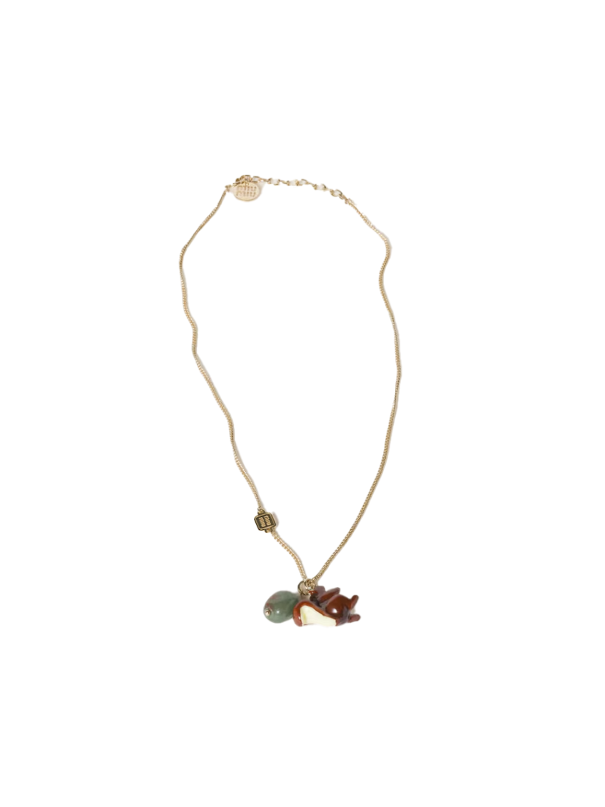 Miu Miu Golden Charm Necklace In Gold