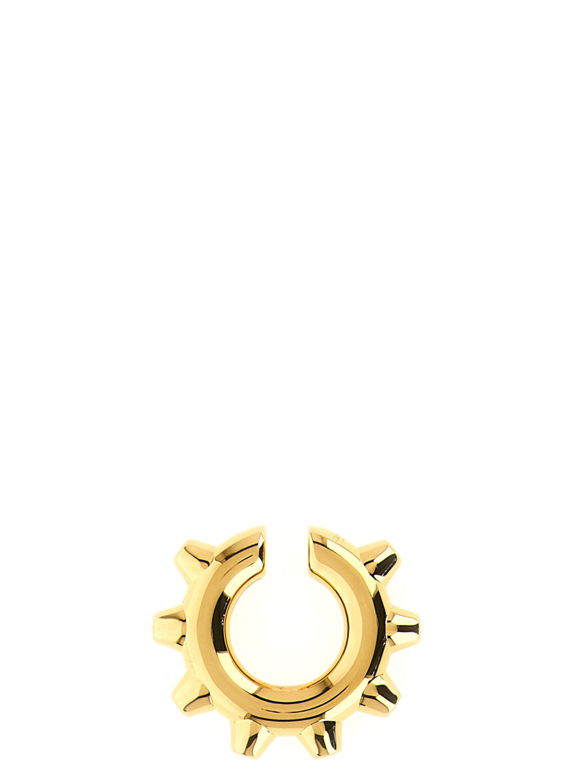 Jil Sander Earrings Open Hoop Studded Detailing Polished Finish In Gold