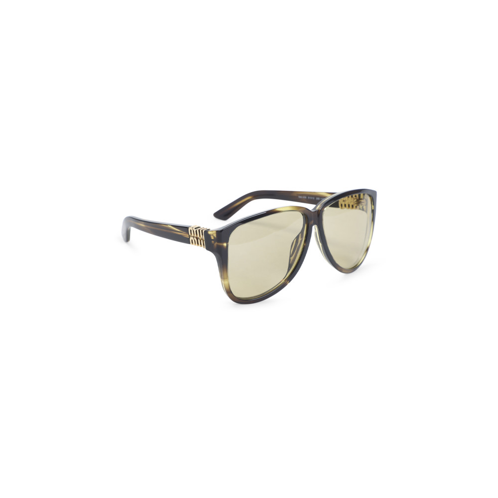 Miu Miu Brown Logo Sunglasses In Brown