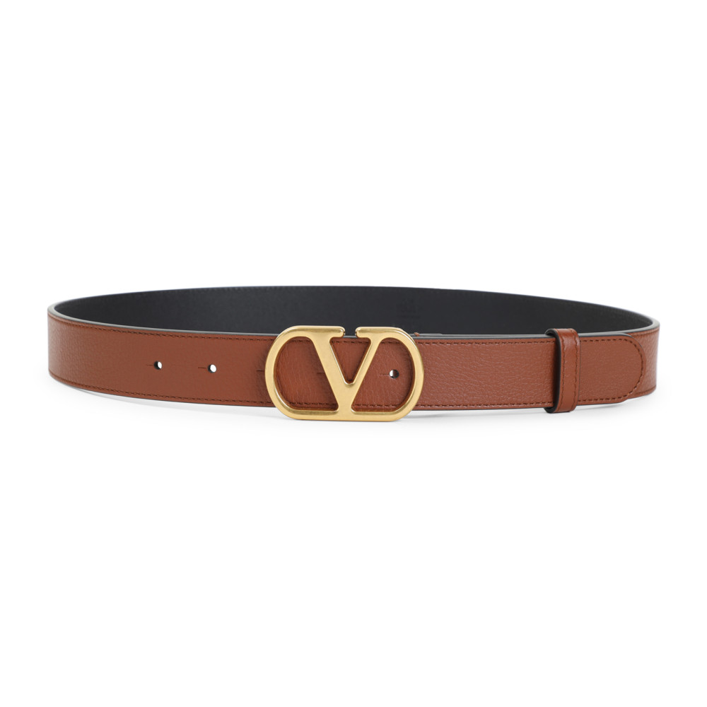 Valentino Brown Logo Textured Belt In Brown