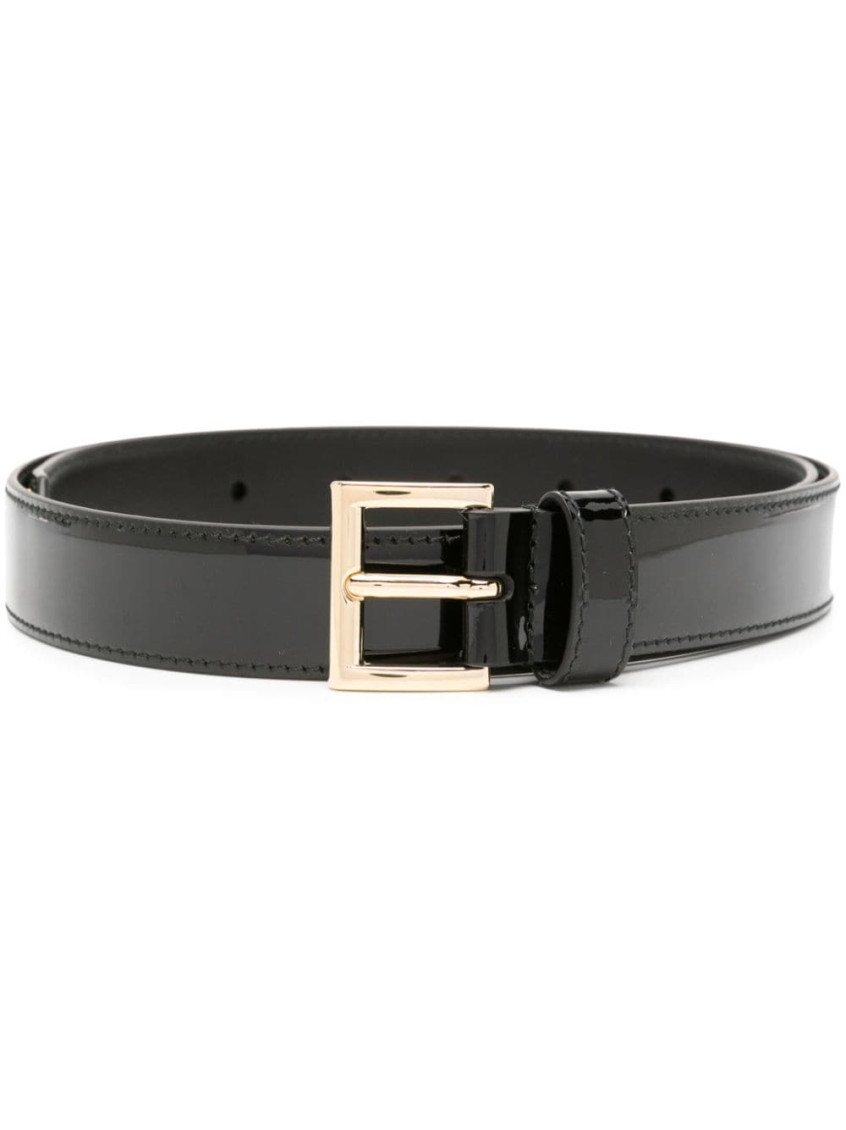Prada Black Logo Plaque Belt In Black