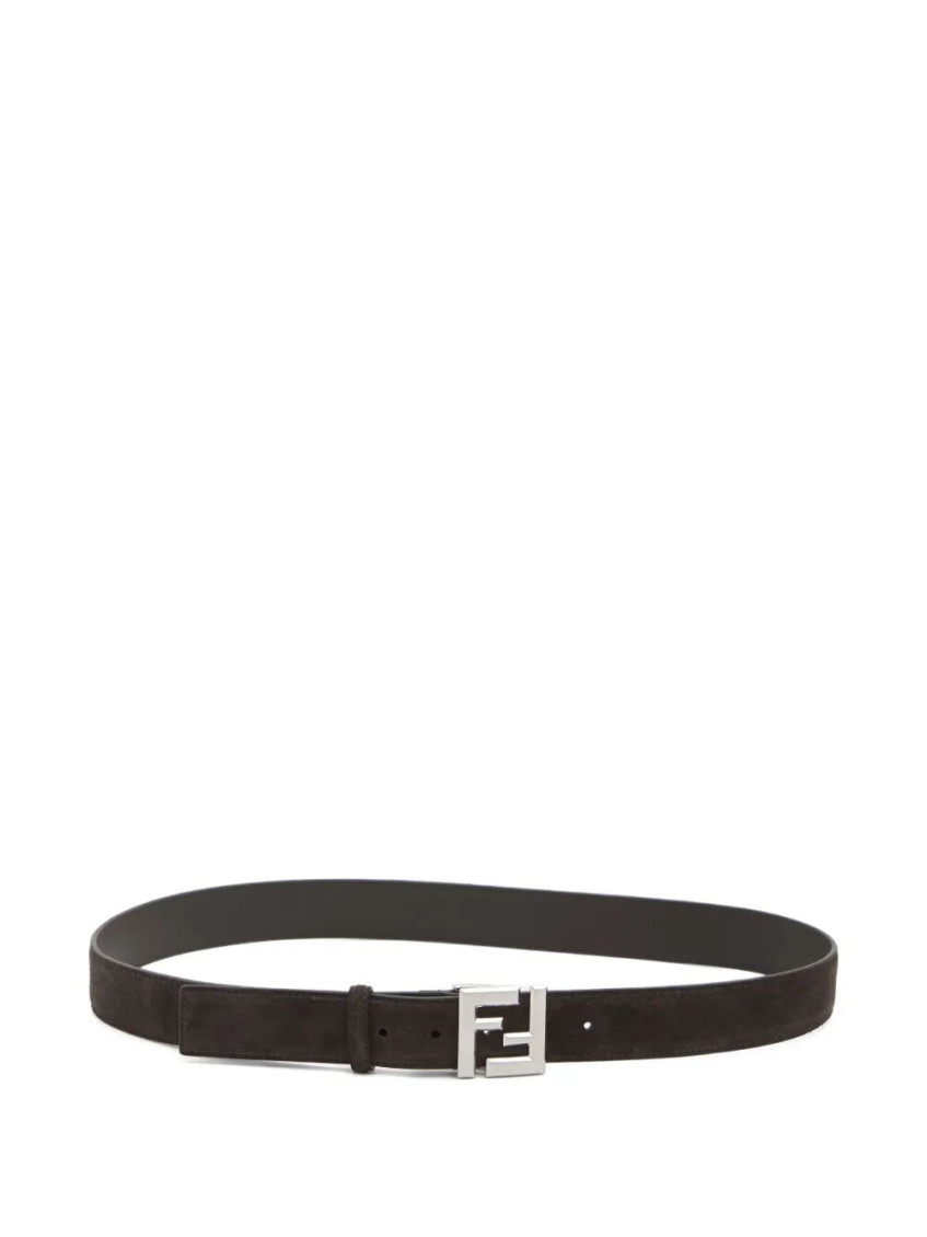 Fendi Square Belt With Adjustable Buckle And Logo In Brown