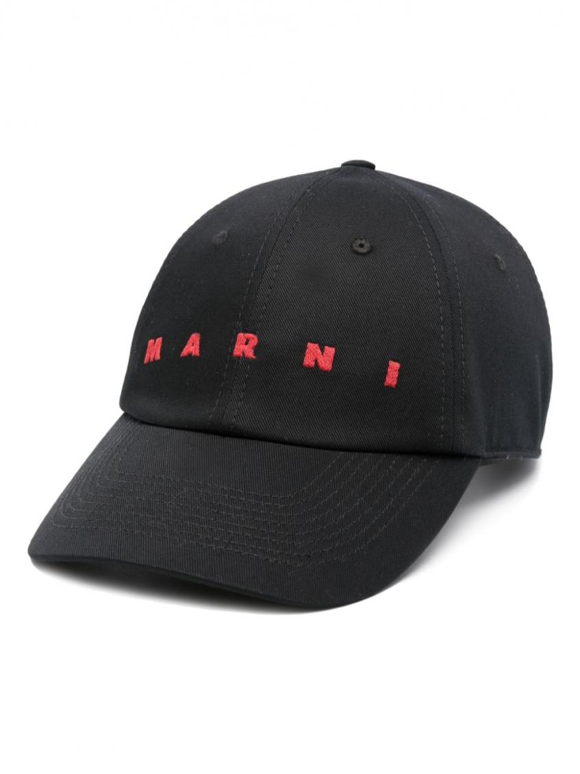 Marni Baseball Cap With Embroidered Logo In Black