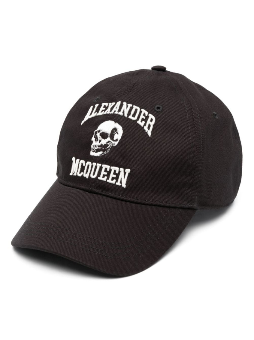 Alexander Mcqueen Embroidered Cotton-twill Baseball Cap In Black