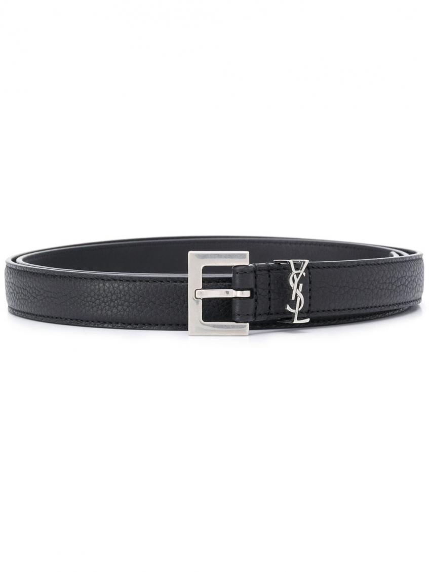 Saint Laurent Cassandre Belt Square Buckle Accessories In Black