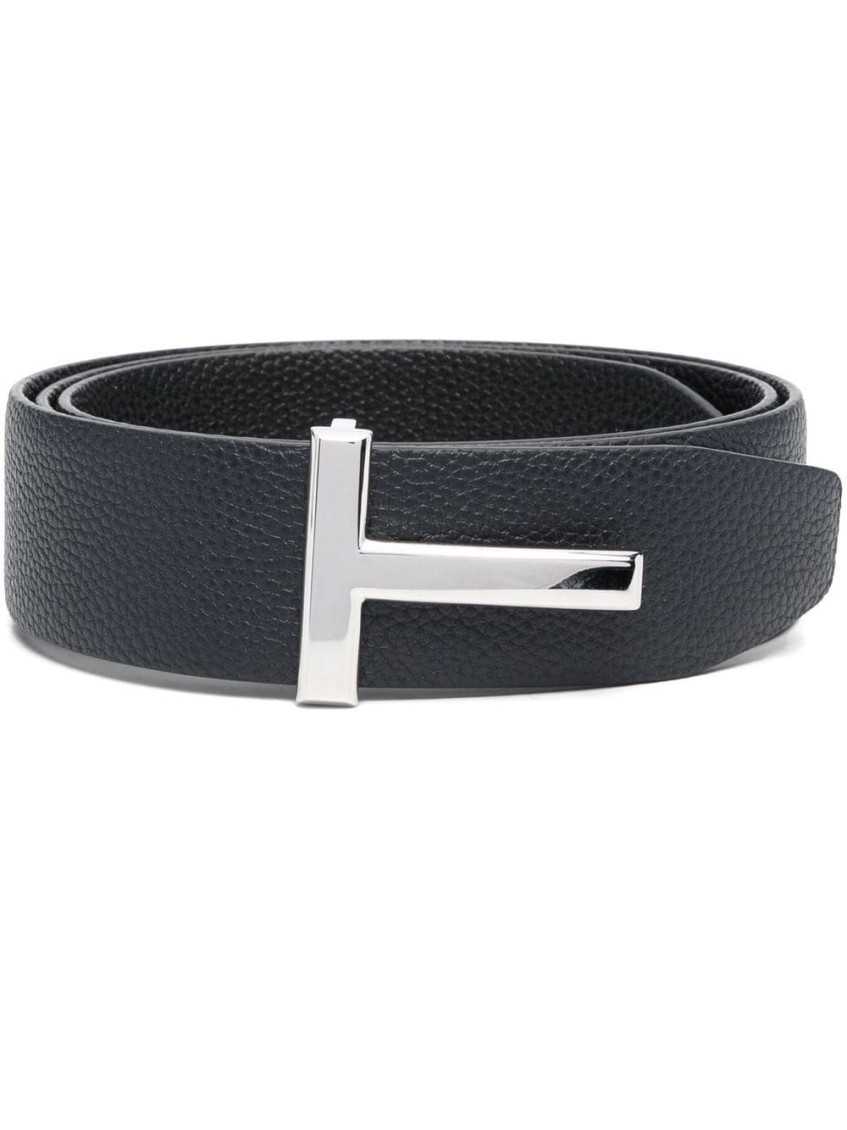 Shop Tom Ford Navy Blue Navy Blue T Icon Reversible Leather Belt