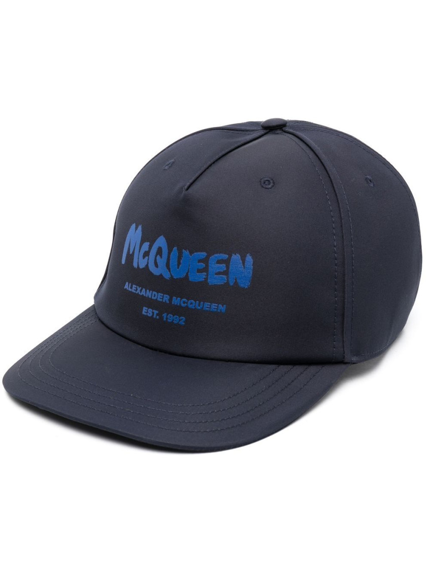 Alexander Mcqueen Graffiti-print Baseball Cap In Blue