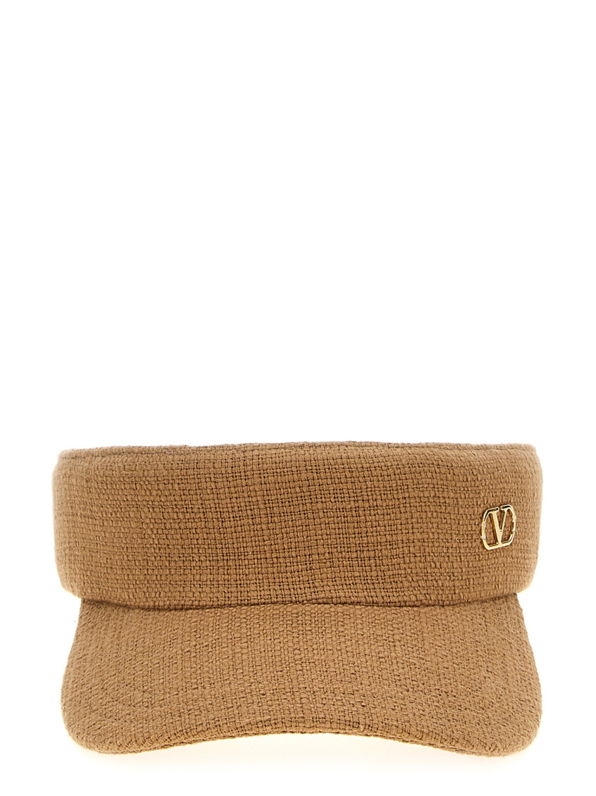 Shop Valentino Beige Vlogo Visor Hat
