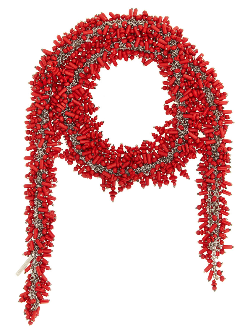 Dries Van Noten Layered Beaded Necklace With Silver Chain