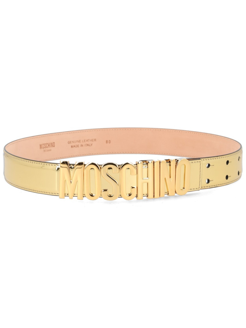  MOSCHINO モスキーノ ゴールドメッキ ベルト T25062303 Moschino Golden Logo Buckle Belt for Women Online USA at Darveys.com