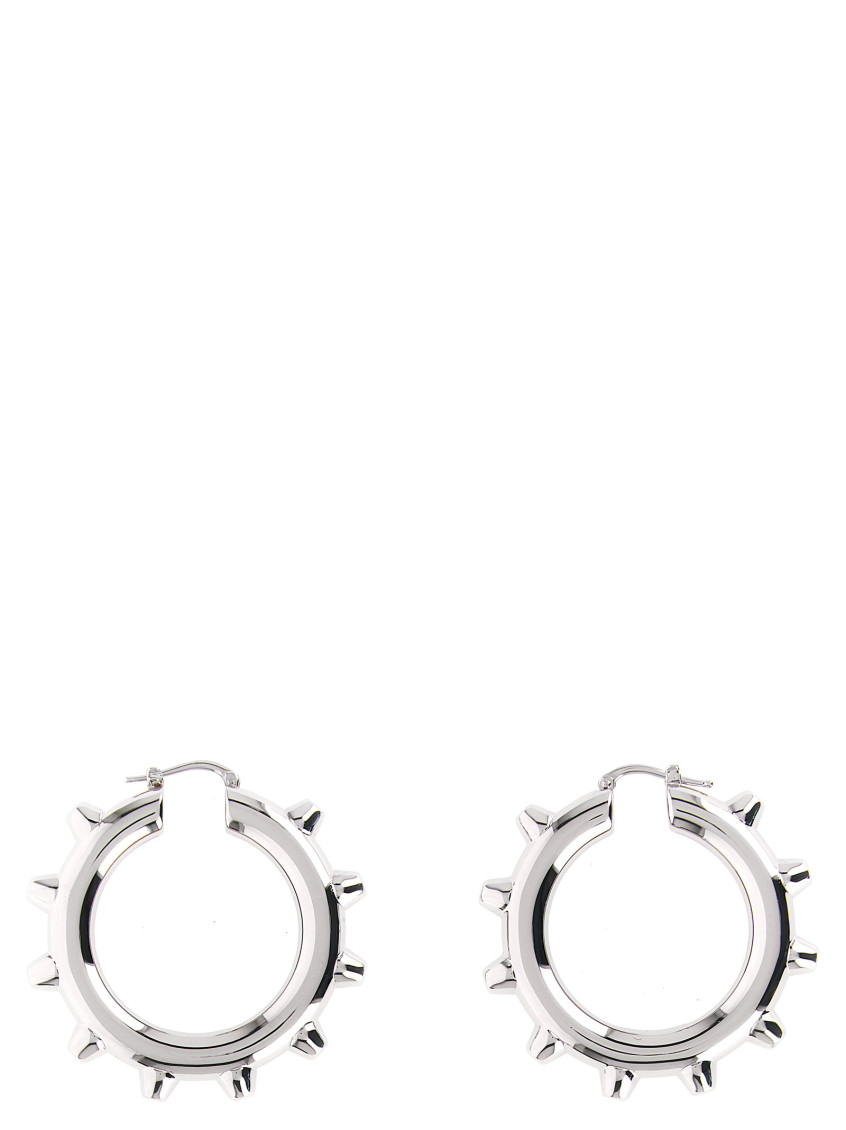 Jil Sander Studded Hoop Earrings Featuring Detailing In Silver