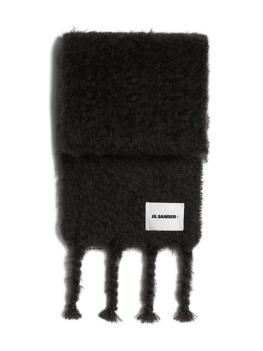 Jil Sander Luxurious Soft Fringed Scarf Accessory In Black