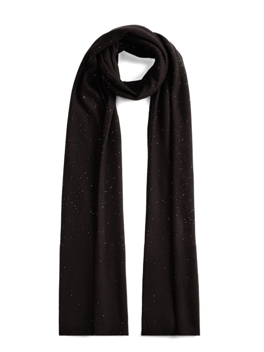 Fabiana Filippi Lightweight Long Rectangular Scarf With Sparkling Finish In Black