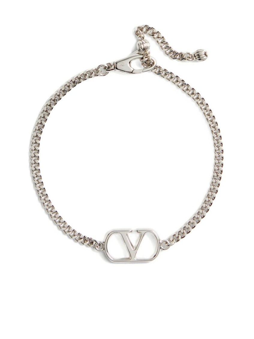 Valentino Logo Chain Link Bracelet In Metallic