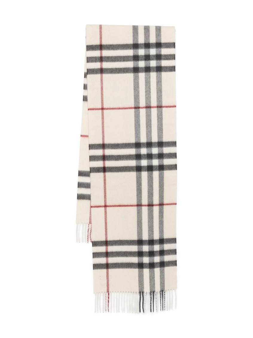 Burberry Off White Giant Check Scarf In Neutral