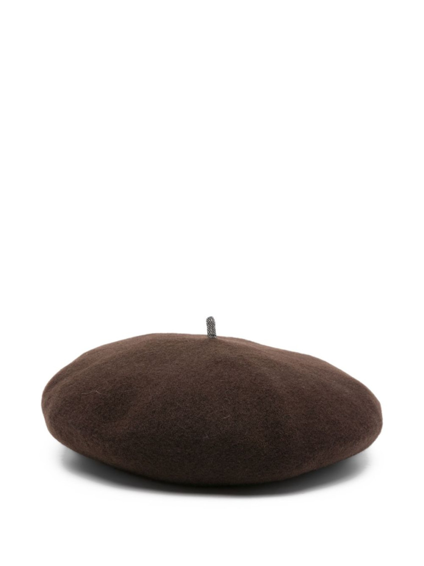 Brunello Cucinelli 'soft Round Loop Detail' Beanie In Brown