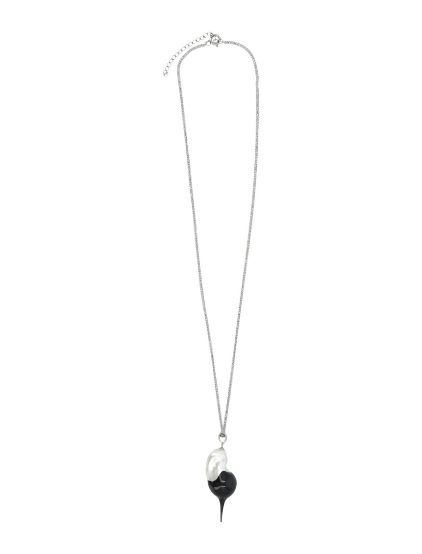 Ottolinger Dipped Pearl Pendant Necklace In Silver