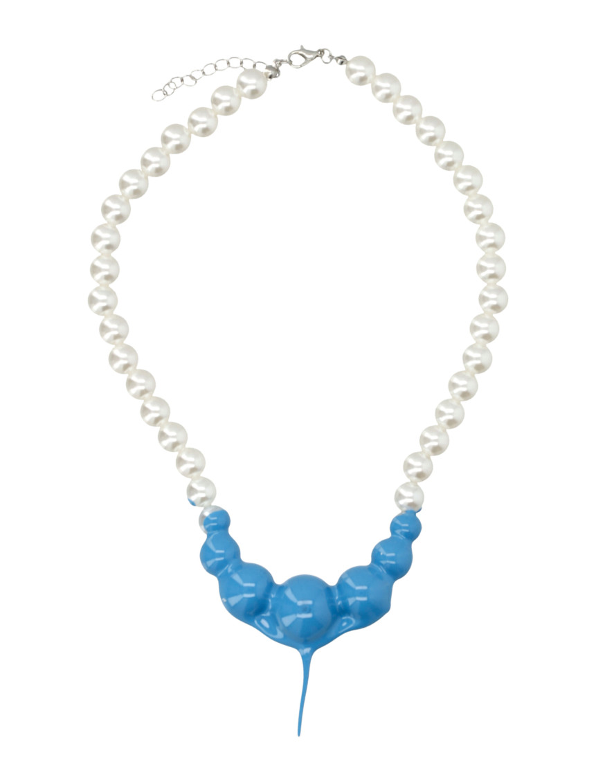Ottolinger Dipped Blue Resin Pearl Necklace In Blue