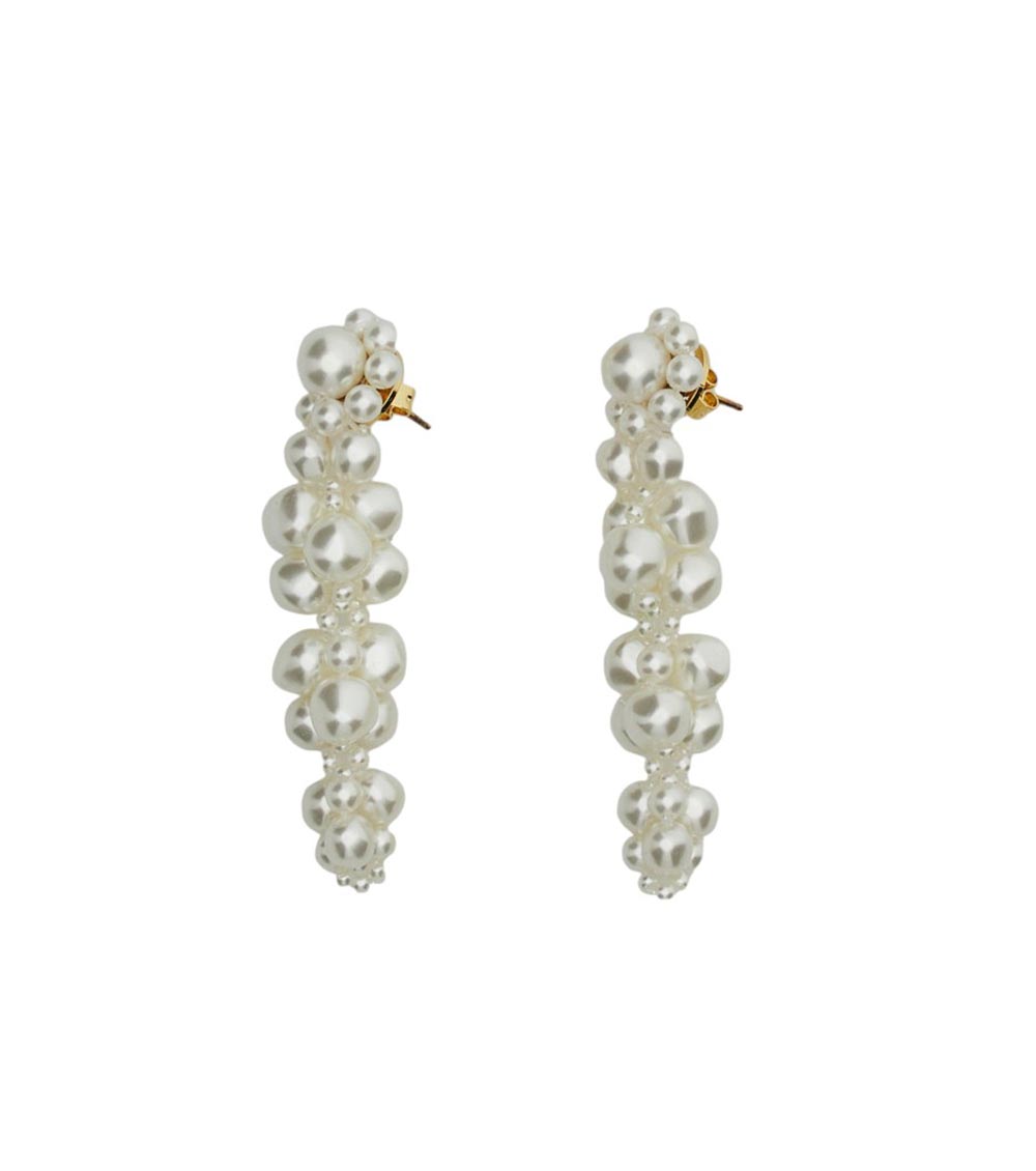 Simone Rocha White Cluster Drop Earrings In Gold