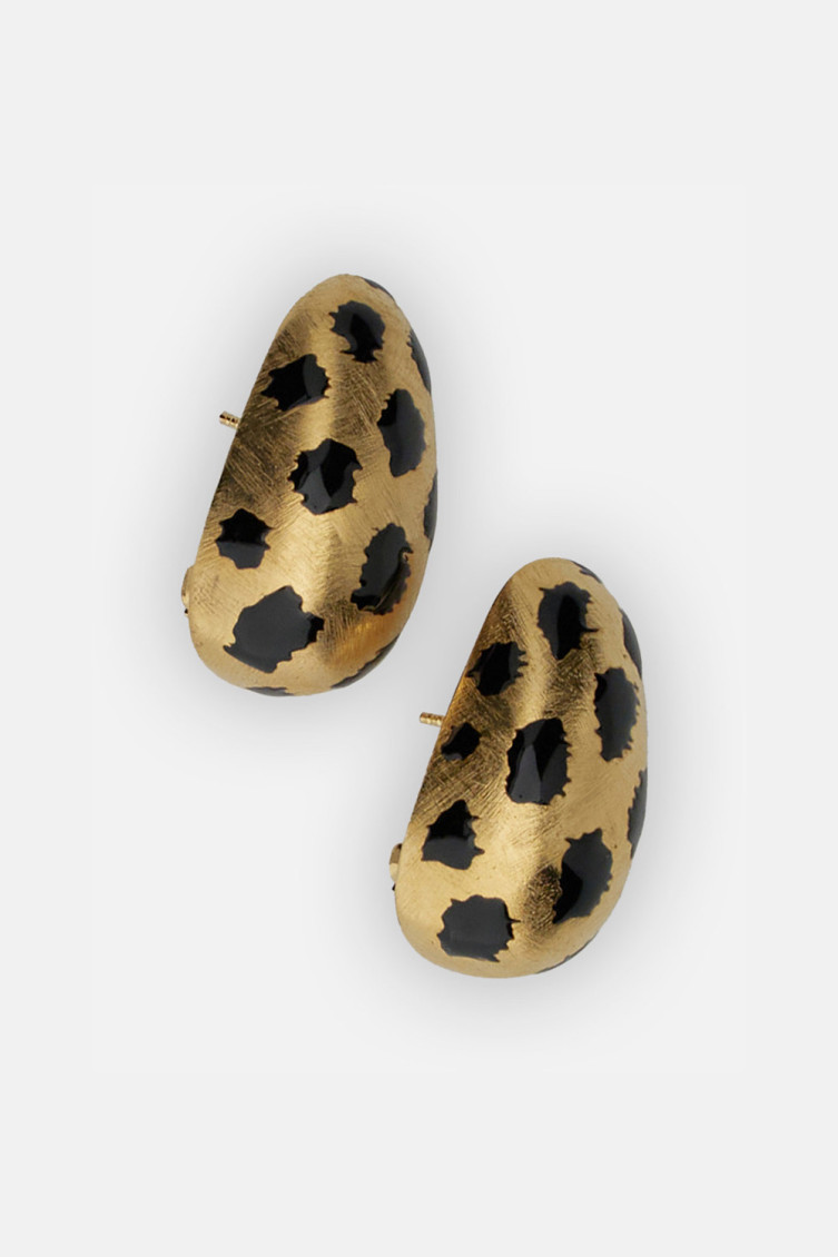 Jacquemus Golden Oval Printed Earrings In Gold