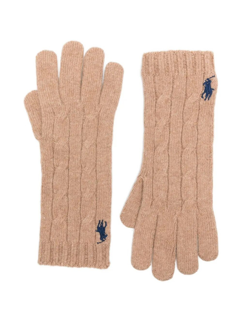 Ralph Lauren Camel Logo Gloves In Neutral