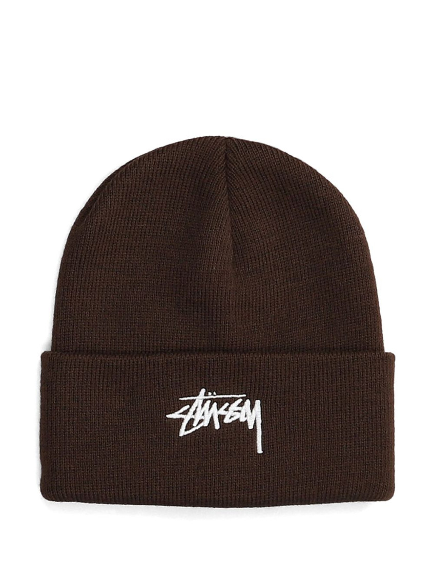 Stussy Logo-embroidered Beanie In Brown
