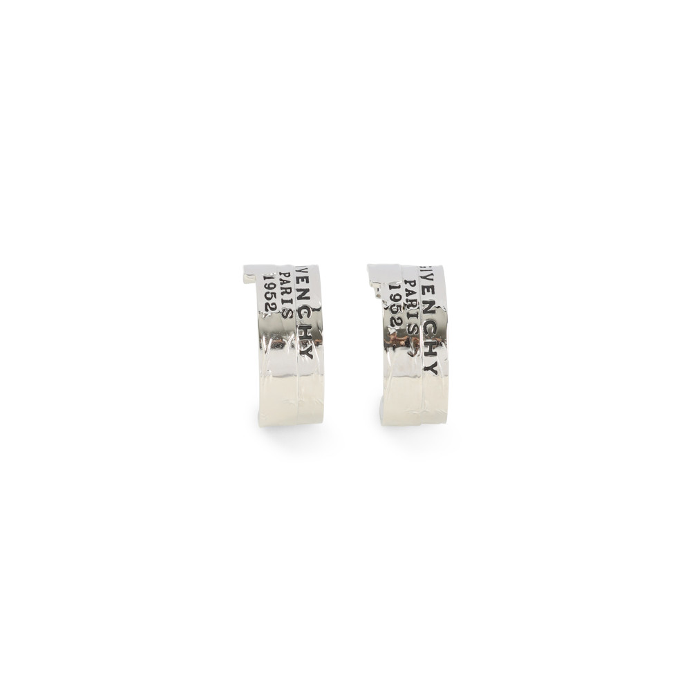 GIVENCHY WOMEN SILVER LOGO HOOP EARRINGS, ONESIZE LUXURY EARRINGS FOR WOMEN DARVEYS