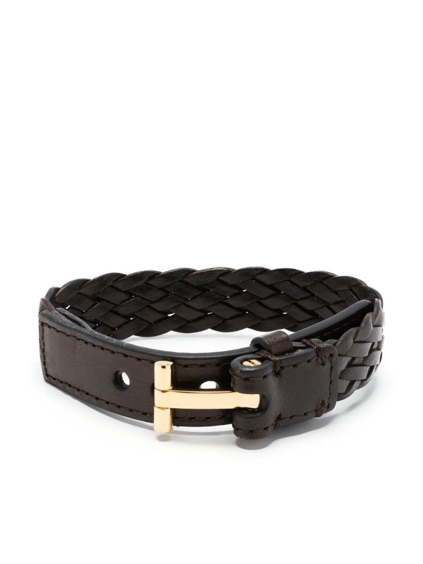 Tom Ford T-lock Interwoven-leather Bracelet