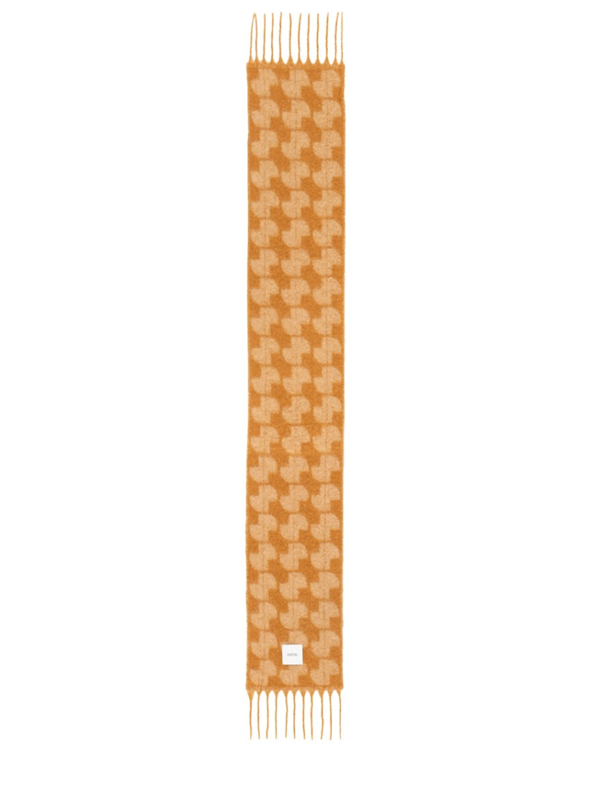 Patou Beige Graphic Fringed Scarf In Sand