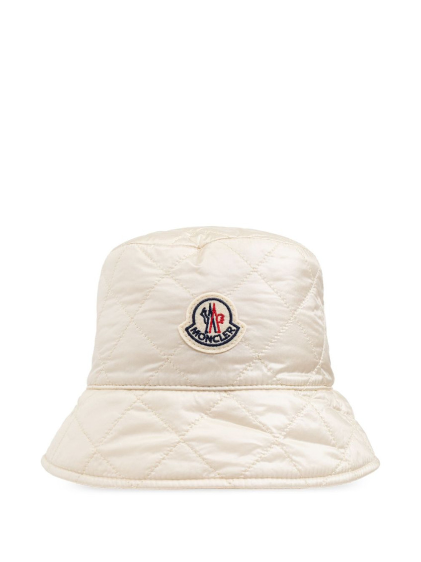 Moncler White Logo Nylon Bucket Hat