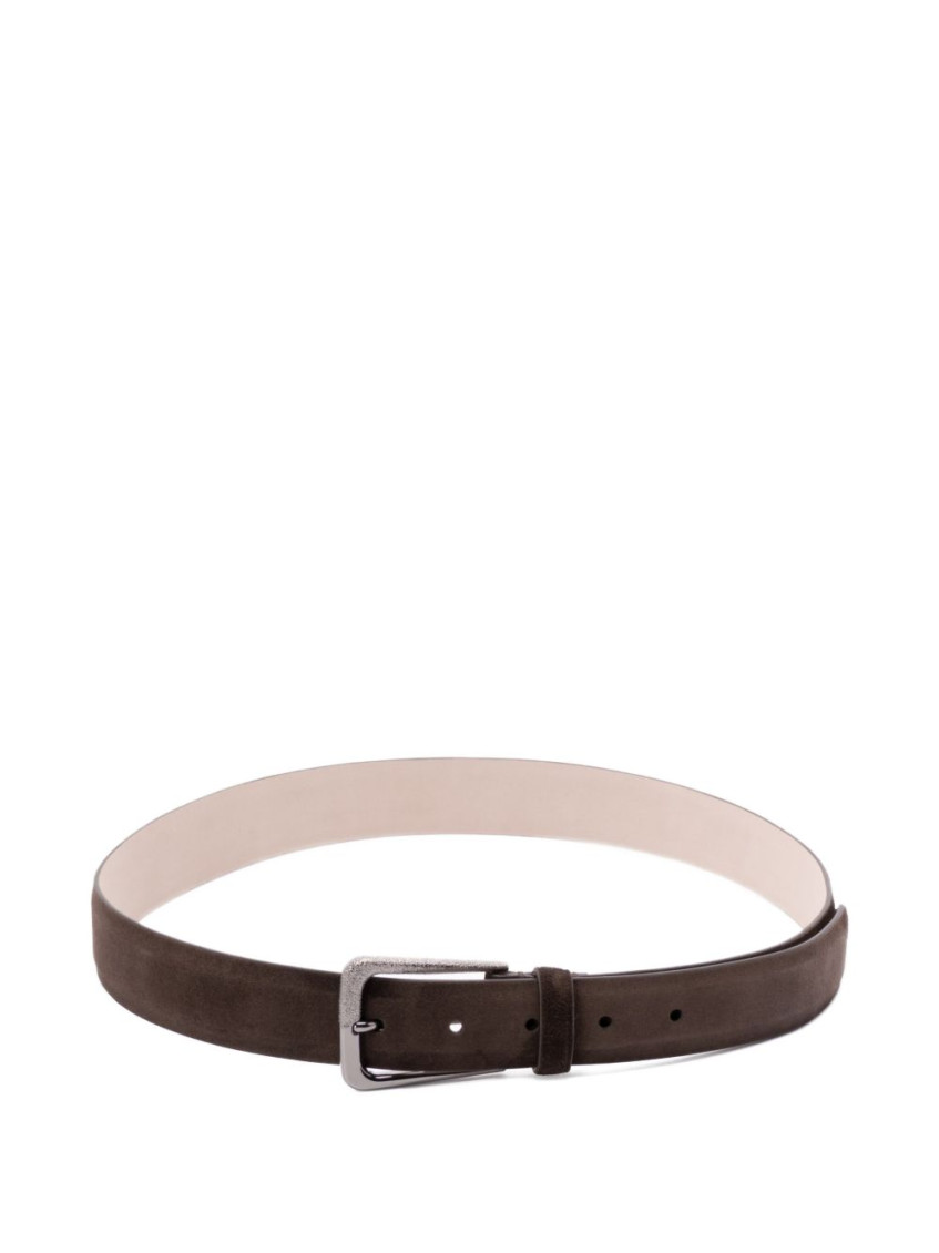 Brunello Cucinelli Leather Belt With Adjustable Length And Metal Buckle In Brown