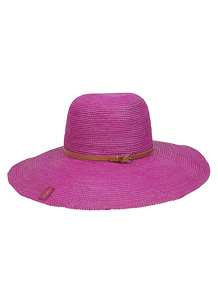 Borsalino Pink Violet Panama Hat In Pink