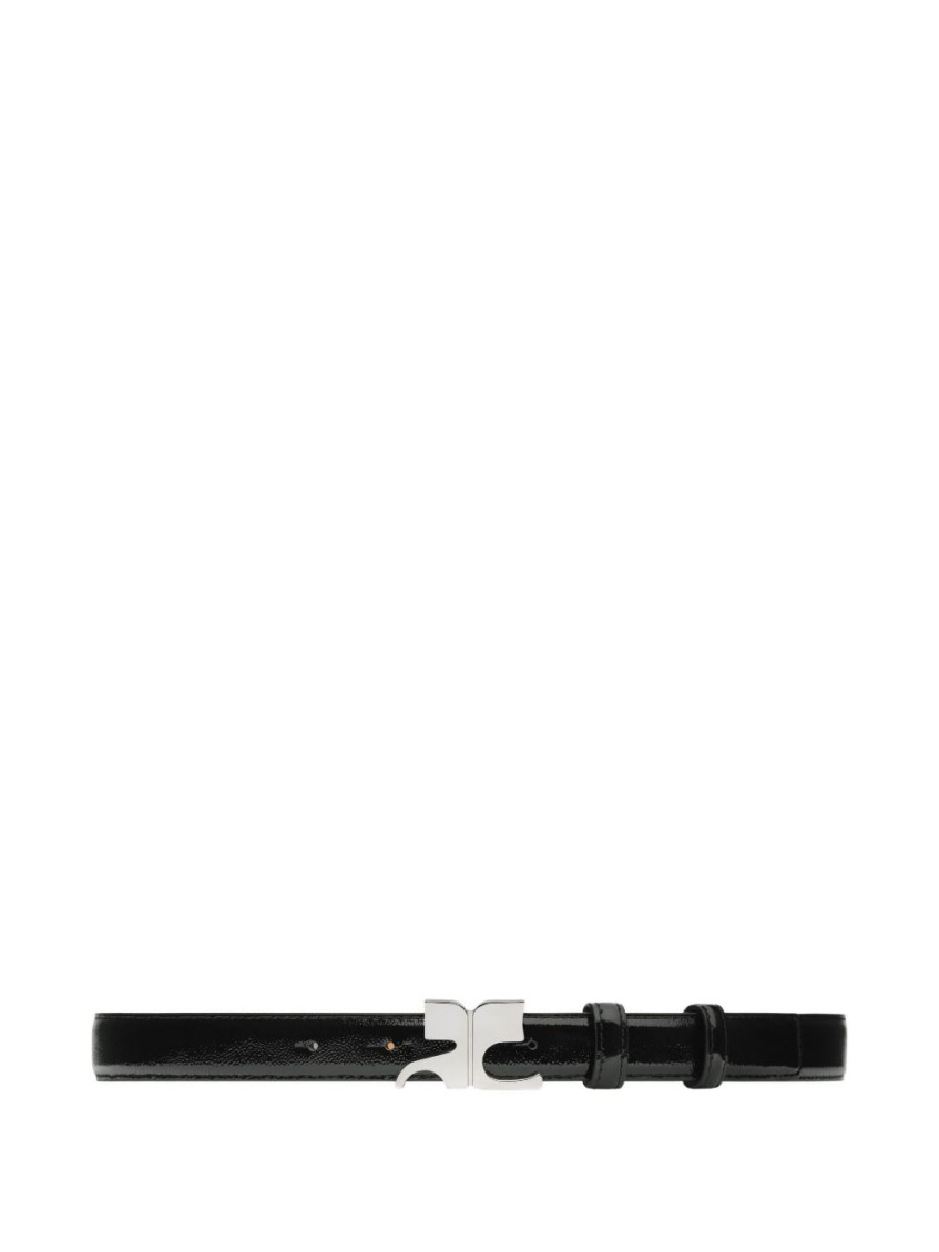 Courrèges Burgundy Belt In Naplack Calfskin In Black
