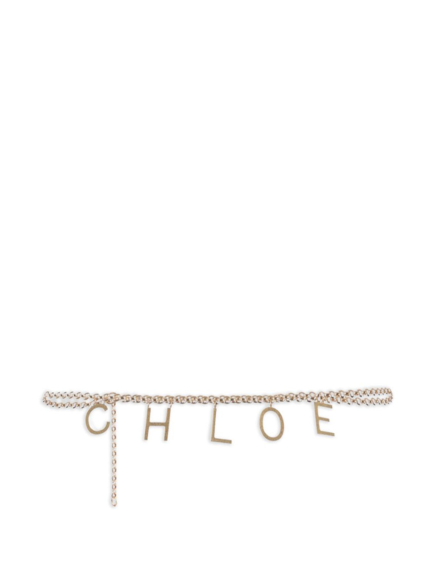 Chloé Lettered Chain Belt In Gold