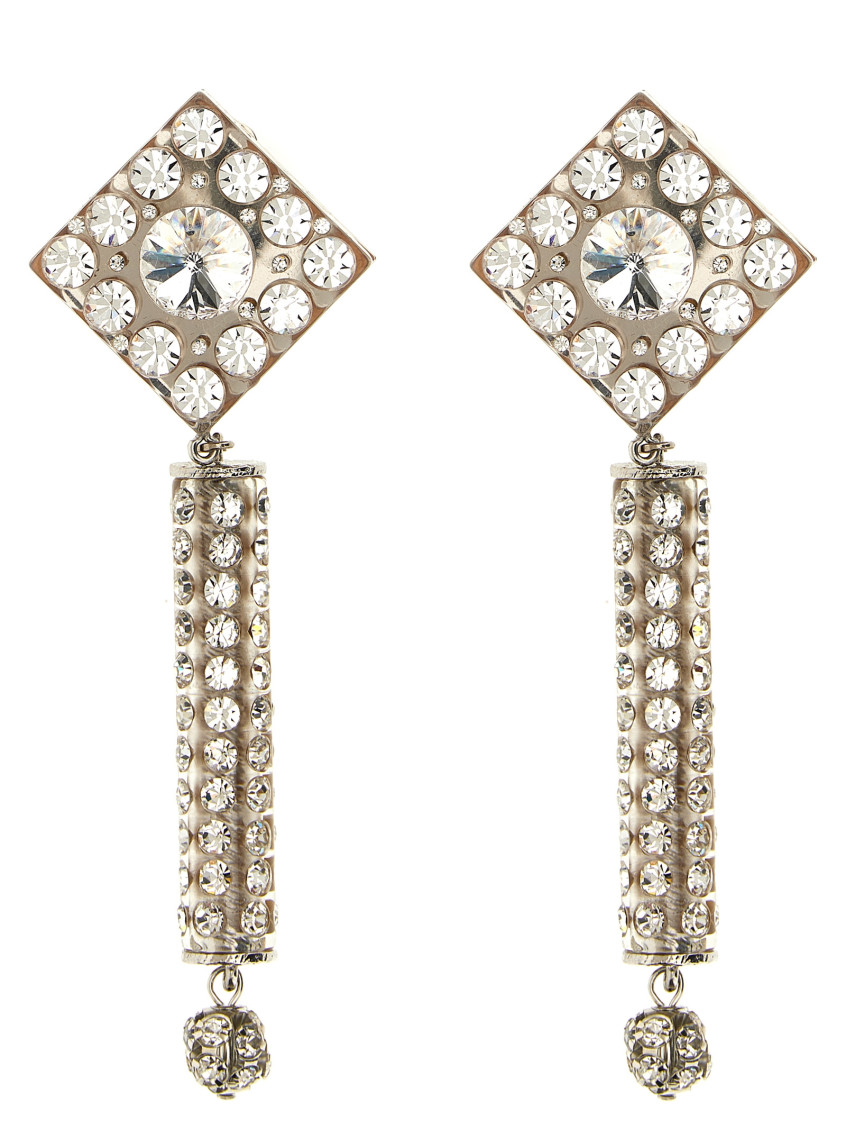 Alessandra Rich Crystal Square Dangle Earrings In Gold
