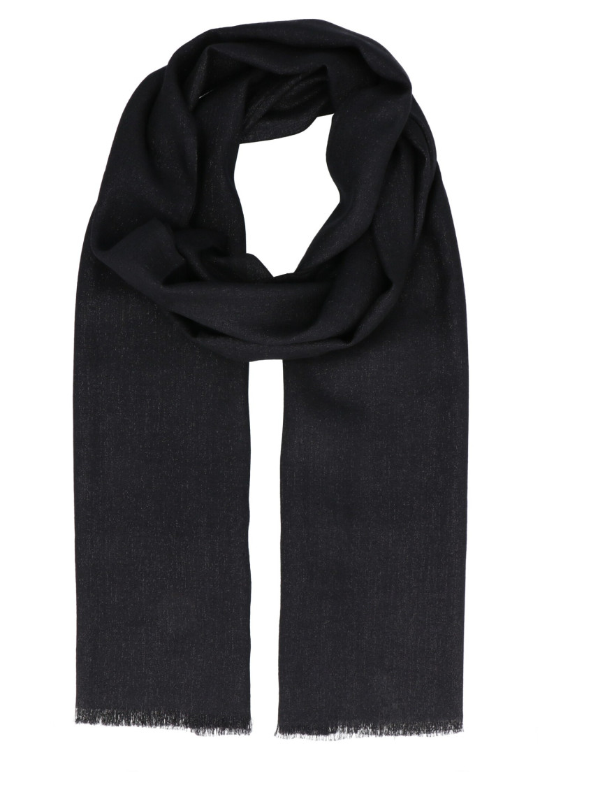 Brunello Cucinelli Fringed Cashmere Scarf Lurex In Black