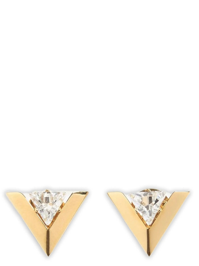 Valentino Golden Je Les V Stud Earrings In Brown