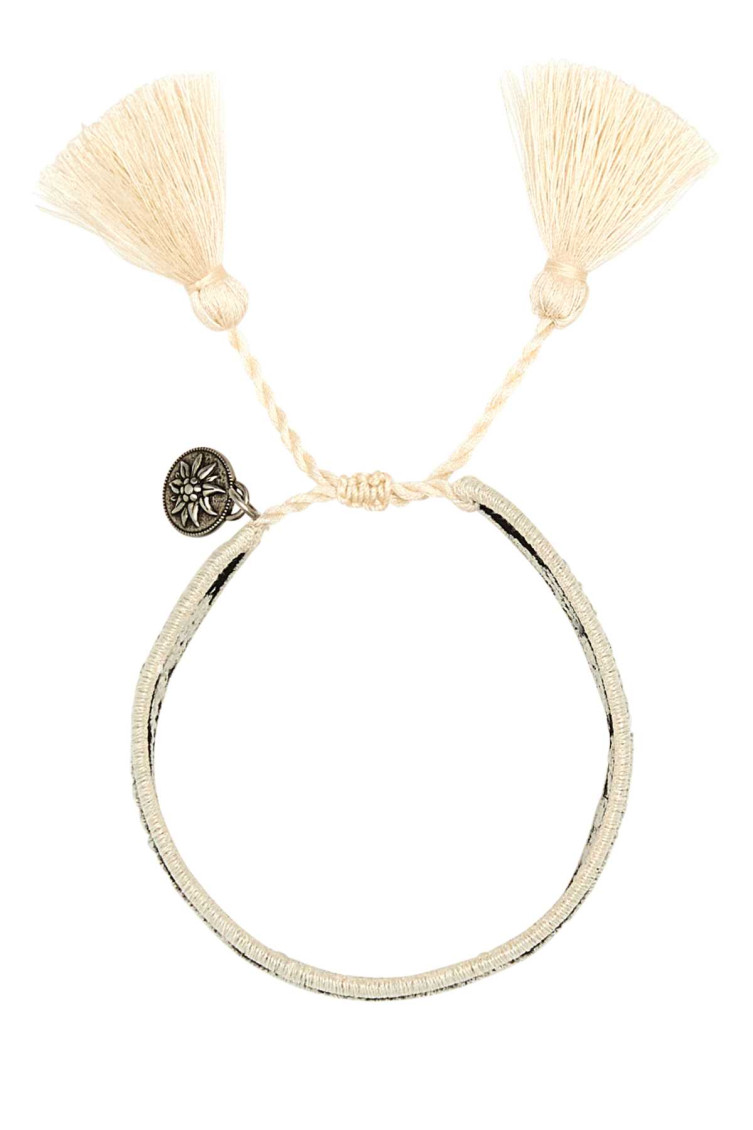 Prada Women's Two-tone Suede And Fabric Bracelet | 1ib6572hiv Color F0k74 In Off White