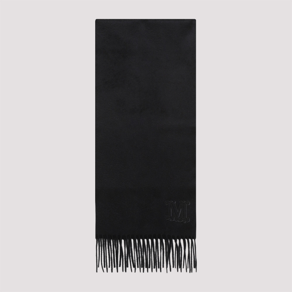 Max Mara Luxurious Cashmere Scarf With Fringed Hem And Logo Embroidery