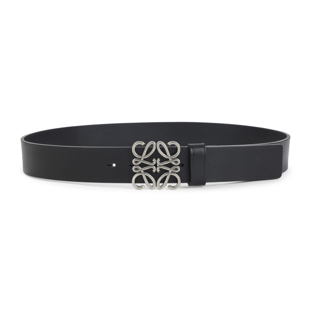 Loewe Chunky Anagram 4cm Adjustable Calf Skin Belt Loop In Black