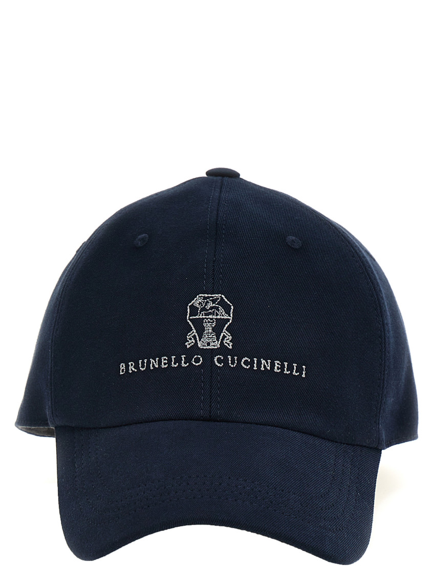 Brunello Cucinelli Men Logo Embroidery Baseball Cap In Blue