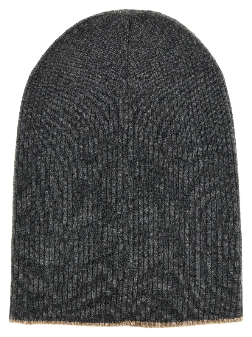Brunello Cucinelli Men Reversible Beanie In Grey