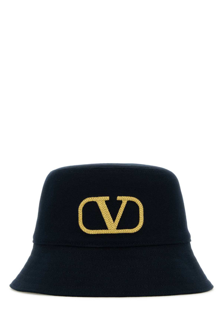 Valentino Midnight Blue Cotton Bucket Hat In Navy Blue